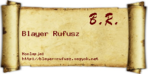 Blayer Rufusz névjegykártya